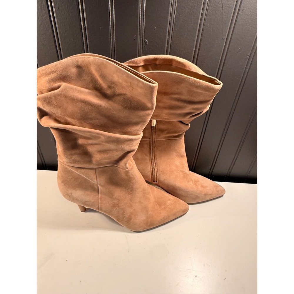 Vince Camuto Sonbela Tan Suede Slouchy Kitten Heel Boots Womens 11M